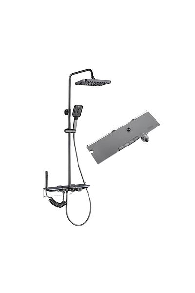 TrendiShop TrendiShop® Shower Set, Thermostatic, Wall Mounted, With Adjustable Shower Head 80-115 cm, LE Display