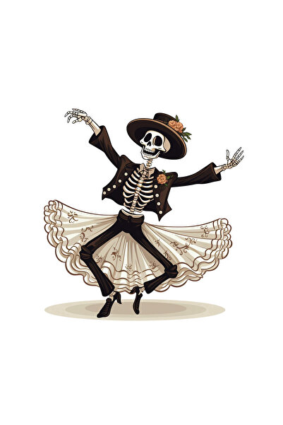 INOVATIX Set de 8 piese, autocolant Crazy Skeleton Dance, INOVATIX®. 6 cm