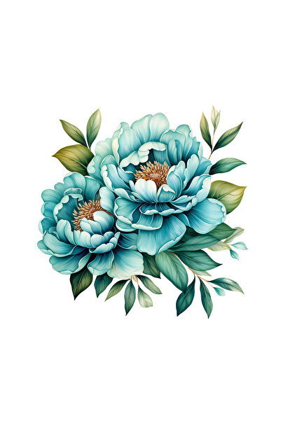 INOVATIX Set de 8 piese, Autocolant Două bujori albaștri, INOVATIX®. 6 cm