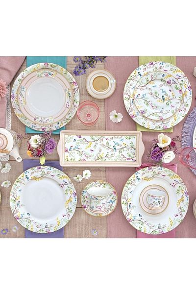 EasyLife Birds Melody Theme Rectangular Serving Platter Multicolor 36cm
