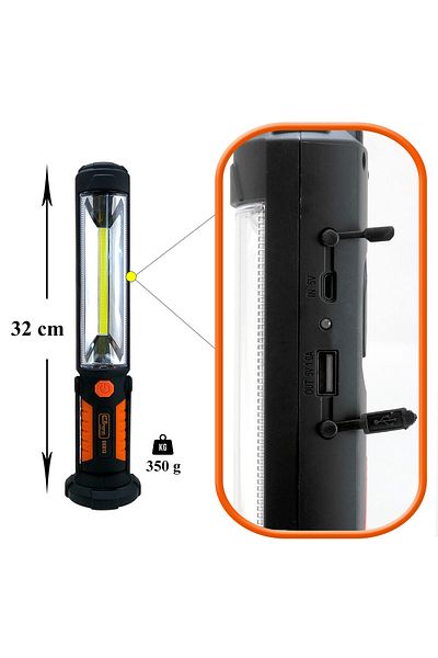 richmann exclusive Work Flashlight, Cob Led, Magnetic, With Battery, 5 W, 450 25 Lm, Usb,