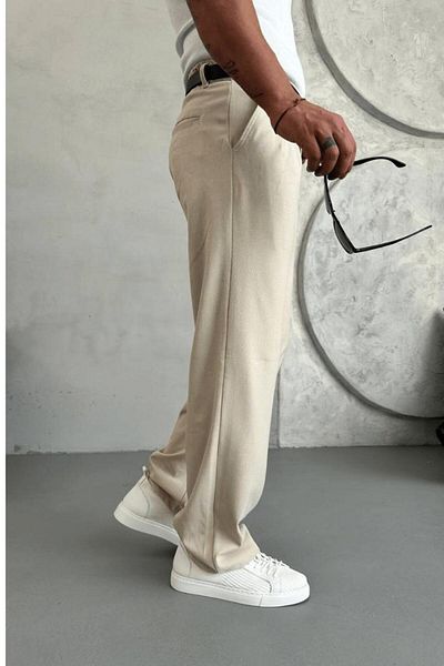 Z1MAN Beige Baggy Fabric High Quality Cotton Trousers