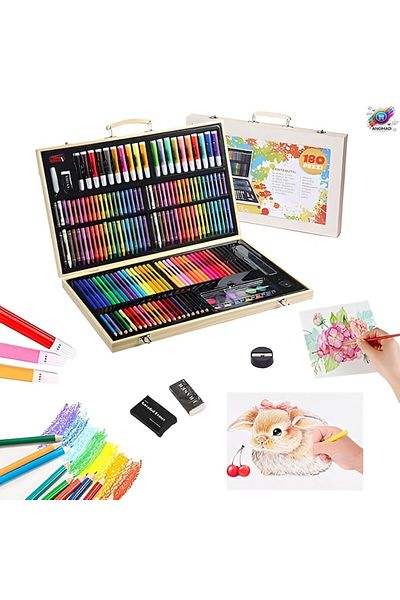 Creative Toys ANGMAD painting and drawing set, 180 pieces, wooden suitcase, dimensions 47x29cm, unisex