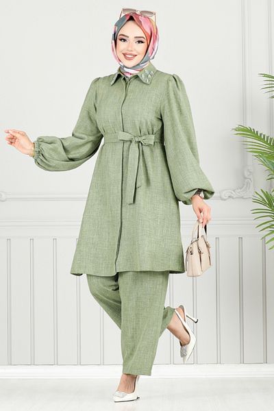 ModaMerve Stone Detailed Hijab Suit 8250Svl982-M Çağla
