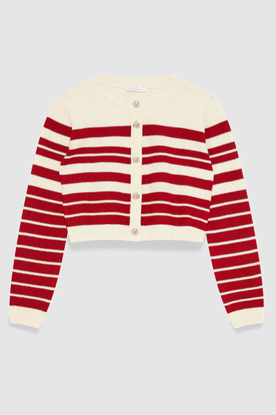 Patrizia Pepe STRIPES PRINT CARDIGAN - PATRIZIA PEPE - XS/S, RED