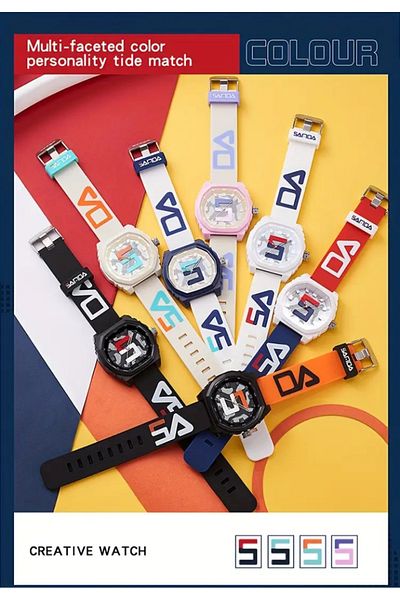 Enjoy Sports Wristwatch with Colorful Design Sanda 5 Series Sports Watch Unisex Silicone Cord