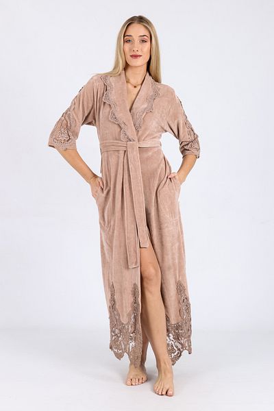 Nuşa Βαμβακερή ρόμπα Niki Velvet Bamboo με δαντέλα