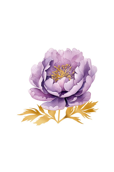 INOVATIX Set de 8 piese, autocolant bujor mov cu frunze aurii, INOVATIX®. 6 cm