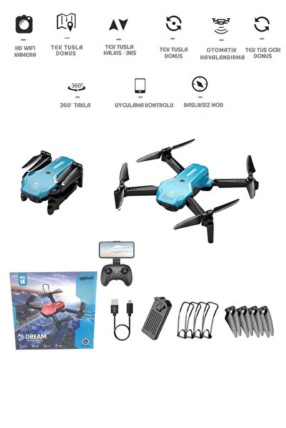 welcomein 2.4G Uzaktan Kumandalı Wifi HD Kameralı Şarjlı Full Fonksiyon Katlanabilir Drone APP Kontrollü Dron