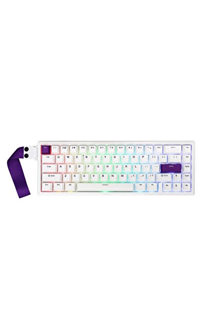Epomaker HE68 White Purple Hall Effect Pink Manyetik Switch RGB Hotswap Mekanik Gaming Klavye