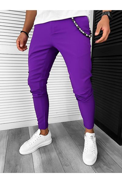 dehaine Men's casual pants, slim fit, purple, B1734