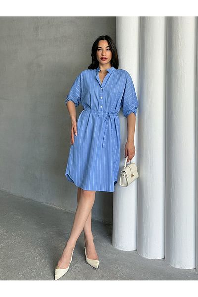 MD trend Rochie midi cu nasturi pe jumătate pentru damă