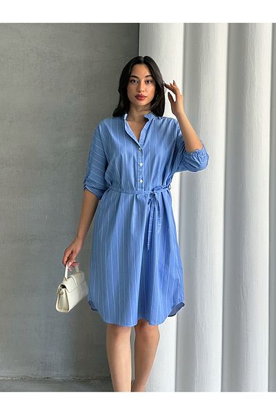 MD trend Rochie midi cu nasturi pe jumătate pentru damă