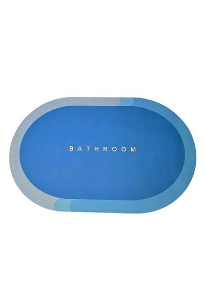 SIKS Covoraș de baie antiderapant, model „Baie”, oval, 90 x 60 cm, albastru