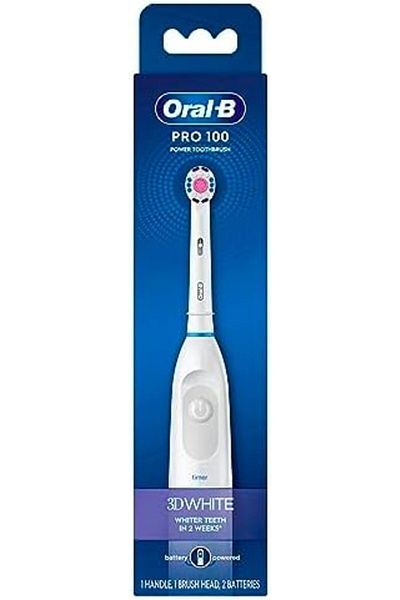Oral-B Pro 100 3D White, Battery Powered Electric Toothbrush, White