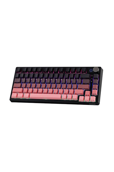 Epomaker HE75 Tri Mechanical Black Pink Flamingo Switch RGB Kablosuz Hotswap Mekanik Gaming Klavye