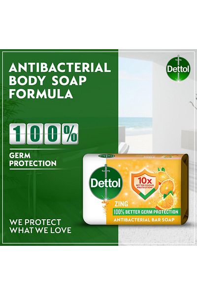 Dettol Zing Orange Anti-Bacterial Bar Soap 165 g