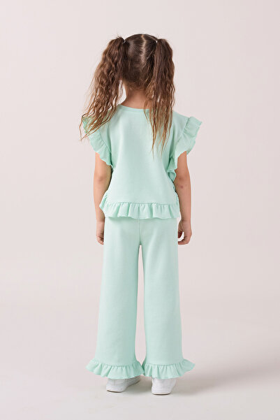 Minipodyum Girl's Frilly Waffle Summer Double Set