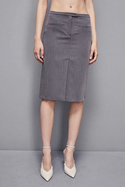 Patrizia Pepe MIDI SKIRT WITH POCKET - PATRIZIA PEPE - 38, GREY