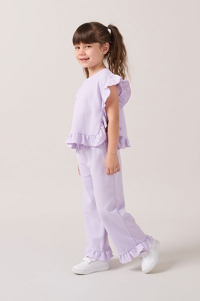 Minipodyum Girl's Frilly Waffle Summer Double Set