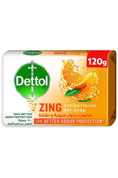 Dettol Zing Anti-Bacterial Bar Soap 120 g