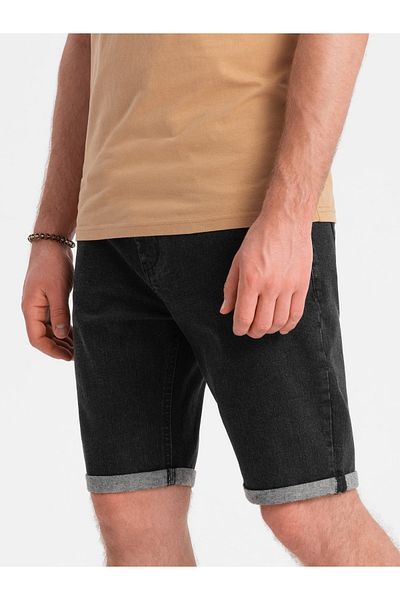 OMBRE Herren Jeansshorts mit hochgekrempelten Beinen - schwarz V4 OM-SRDS-0134 L