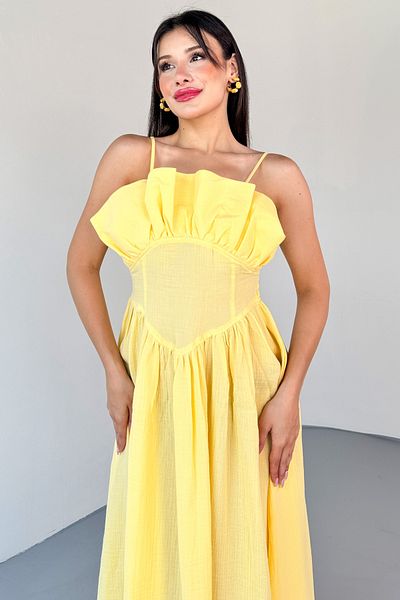 Cappmoda ELB-01807 Κίτρινο μπούστο μπούστο από μουσελίνα με λουράκι