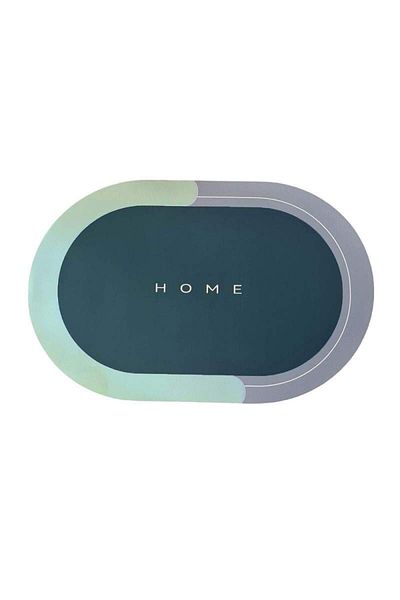 SIKS Covoraș de baie antiderapant, model "Home", oval, 57 x 38 cm, verde/albastru