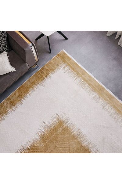 Danube Home Luxura Artsilk Modern Contemporary Rug Acrylic Area Rug Floor Covering L180xW120cm-Gold