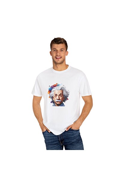 OEM Tricou Albert Einstein, pentru pasionati fizica, barbati, alb, marimea M