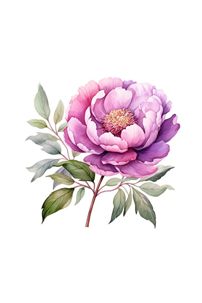 INOVATIX Set de 8 piese, Autocolant Bujor înflorit cu frunze, INOVATIX®. 6 cm