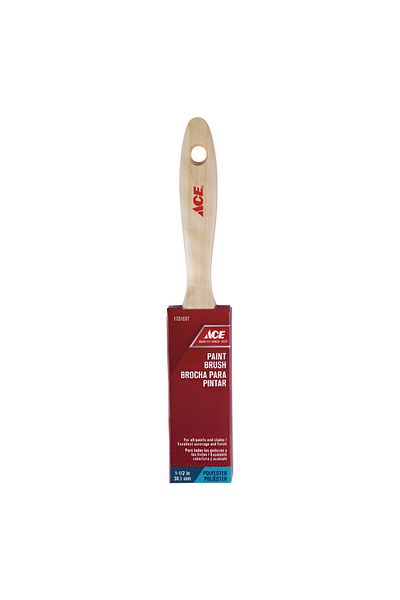 ACE Stainless Iron Ferrule Synthetc Wooden Handle Paint Brush Beige 1.5inch