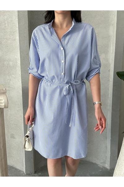 MD trend Rochie midi cu nasturi pe jumătate pentru damă