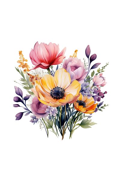 INOVATIX Set de 8 piese, autocolant Buchet de flori Jurământul, INOVATIX®. 6 cm