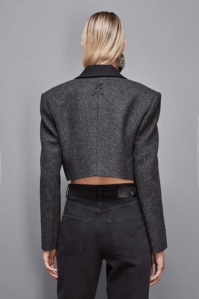 Patrizia Pepe CROPPED JACKET - PATRIZIA PEPE - 44, GRAY