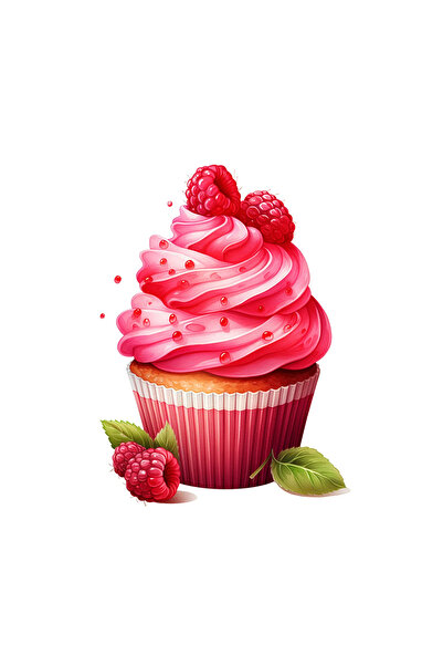 INOVATIX Set de 8 bucăți, Autocolant brioșă cu cremă de zmeură, INOVATIX®. 6 cm