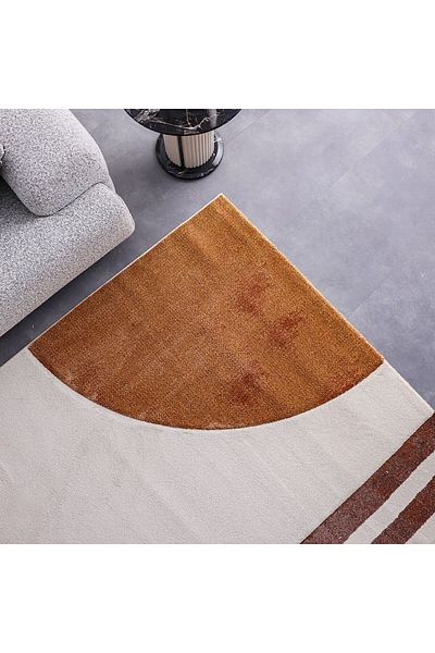 Danube Home Luna Modern Abstract Patterned Rug Polypropylene Area Rug L180xW120cm-White Brown 231300471973