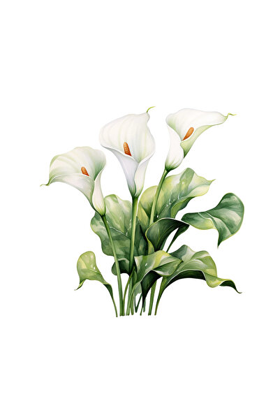 INOVATIX Set de 8 bucăți, autocolant Buchet de trei crini albi, INOVATIX®. 6 cm