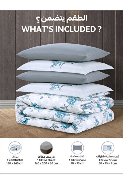 Donetella Comforter Set Queen Size, 4-Pcs, 180x240 cm, Printed, All Season, Microfiber, 350 GSM