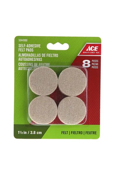 ACE Round Self-Adhesive Protective Felt Pads (3.81 cm, Beige)