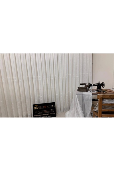 NİVEMESHOME ستارة Nivemeshome مخططة من الشانتوك 1/3 من التول المطوي Apm