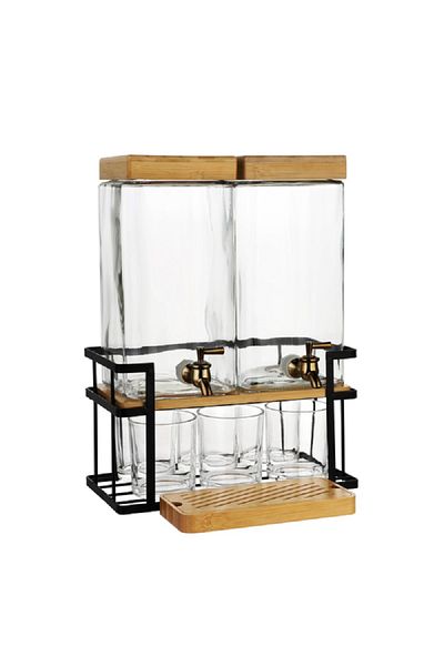 Bien Servi 8-Piece High Quality Glass Dispenser with Iron Base