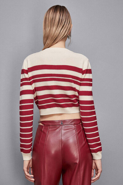 Patrizia Pepe STRIPES PRINT CARDIGAN - PATRIZIA PEPE - XS/S, RED