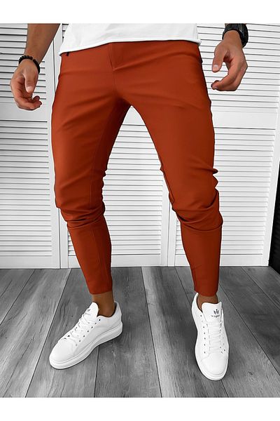 dehaine Men's casual pants, slim fit, brown, B1734