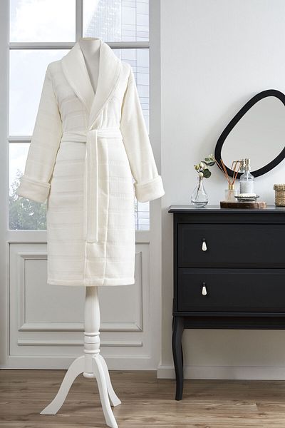 Özdilek Sadem Organic Stripe Shawl Collar Bathrobe