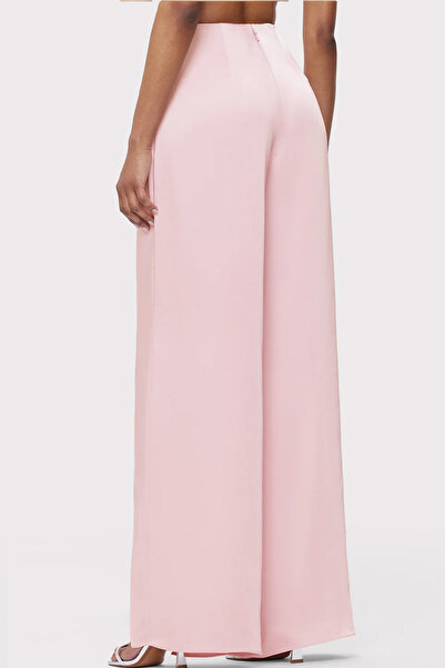 Herve Leger SATIN HIGH WAIST WIDE LEG PANTS - HERVE LEGER - 4, PINK