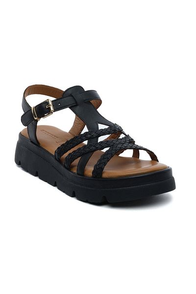 Greyder 59239 Sandale de damă din piele naturală neagră