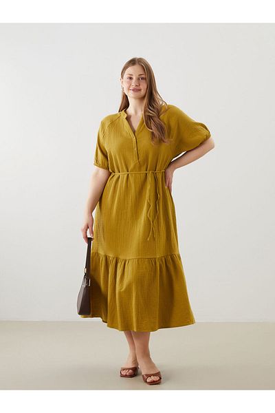 LC Waikiki LCWAIKIKI Κλασικό Sari Choke Collar Muslin Γυναικείο Φόρεμα S5KA34Z8NVY25