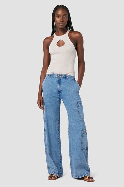 Hudson HIGH-RISE WELT POCKET CARGO WIDE LEG JEANS - HUDSON - BLUE, 27