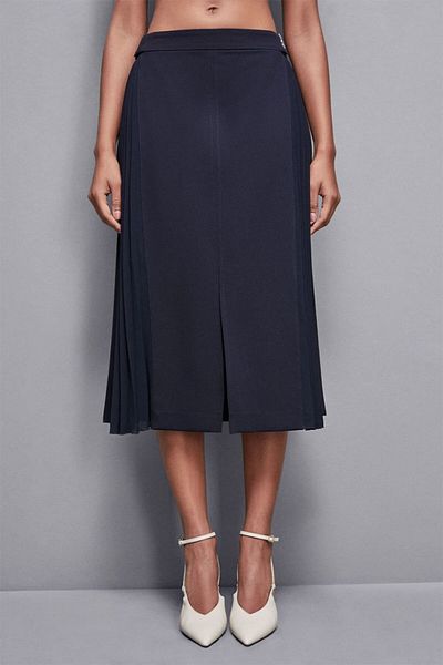 Patrizia Pepe FUSTĂ MIDI PLISATĂ - PATRIZIA PEPE - 40, BLEUMARIN
